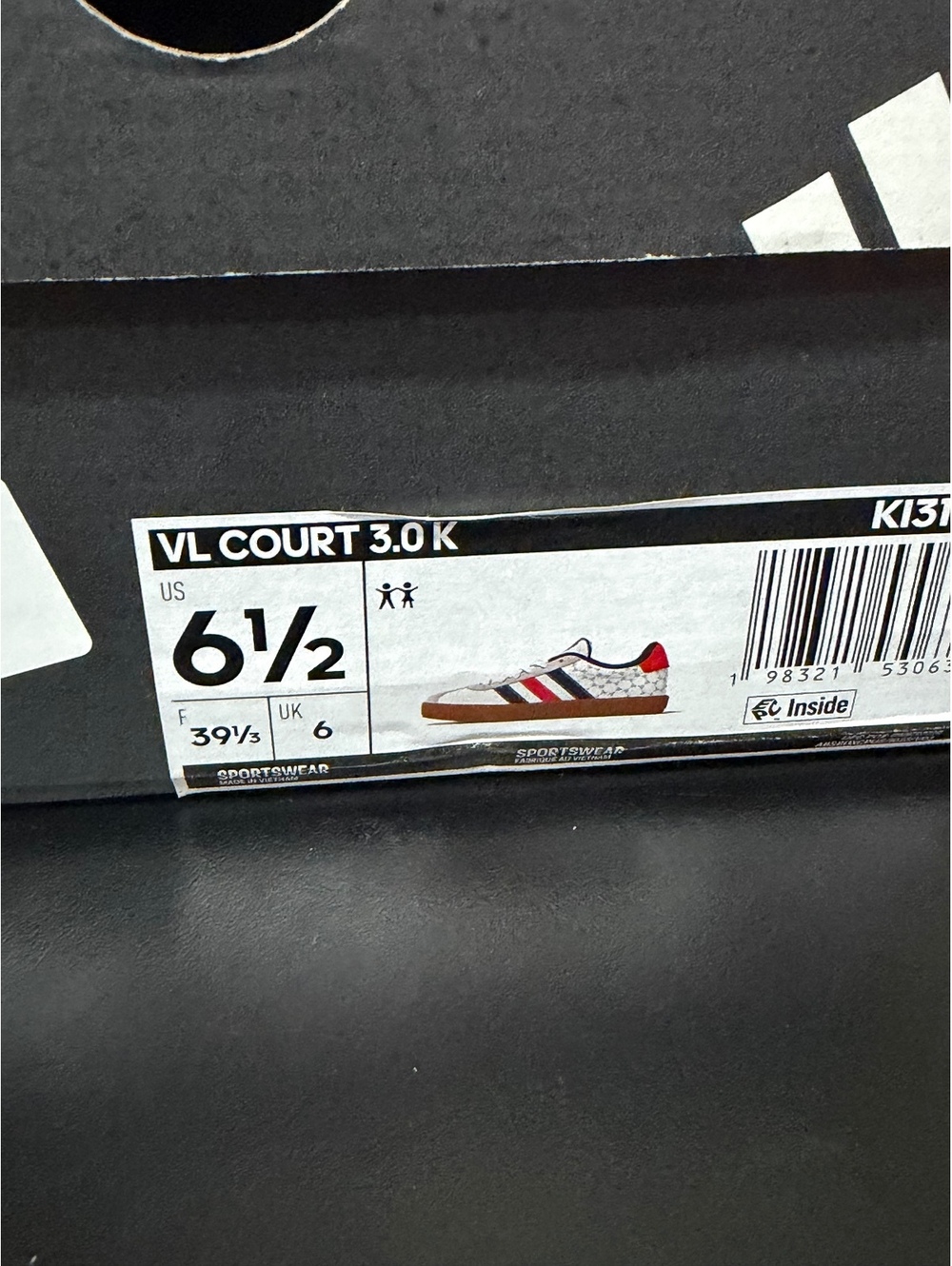 Size 6.5Y/7.5 Women - Adidas VL Court 3.0 GS “White Pure Ruby Mystery Ink” - Picture 6 of 6
